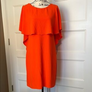 NWT Katherine Barclay Layered Orange Sheath Midi Dress Size 6